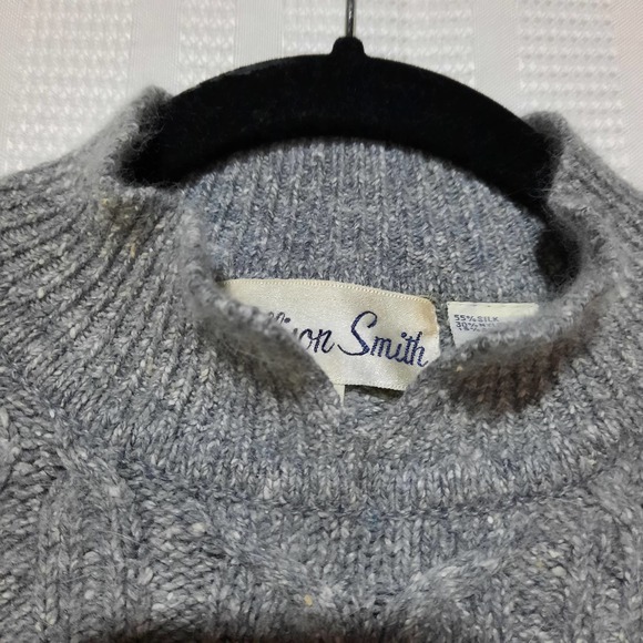 Allison Smith Women's L Gray Y2K‎ Silk Angora Fuzzy Soft Short Pullover Sweater - Picture 3 of 7